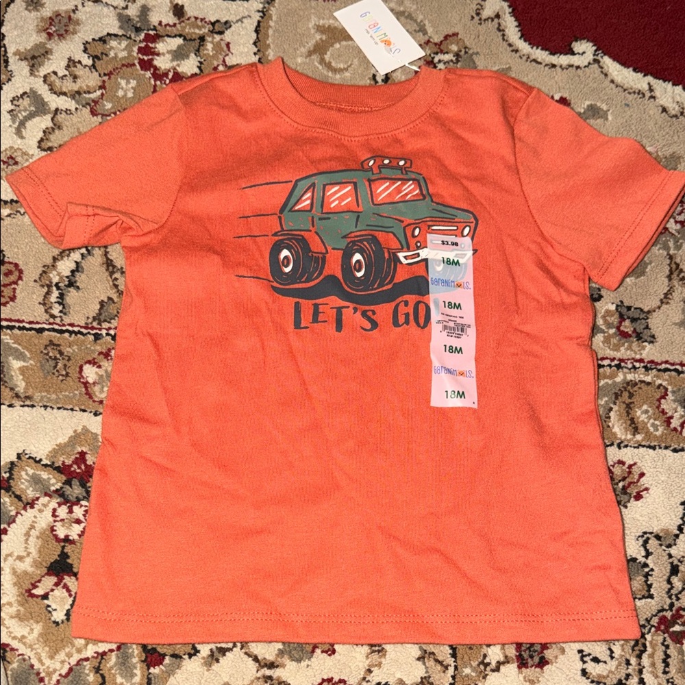Vibrant Orange Kids' Tee with Adventure Print
